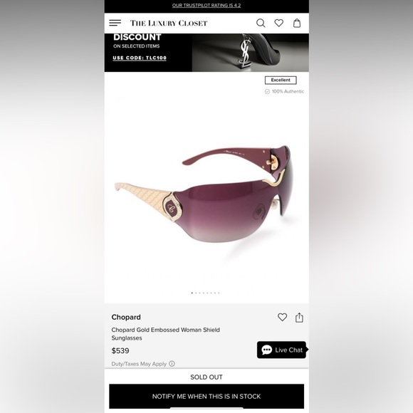 👑Chopard De Rigo 23KT Gold plated SCH883S 08FC 110 exclusive 🏆‼️ - Picture 9 of 16